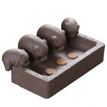 

Piglet tea pet abundant food and clothing purple sand crafts household ceramic decoration zen living room bookshelf decoration