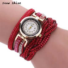 snowshine #10 Duoya Brand Watches Women Luxury Crystal Women Gold Bracelet Quartz Wristwatch Rhinestone Clock free shipping