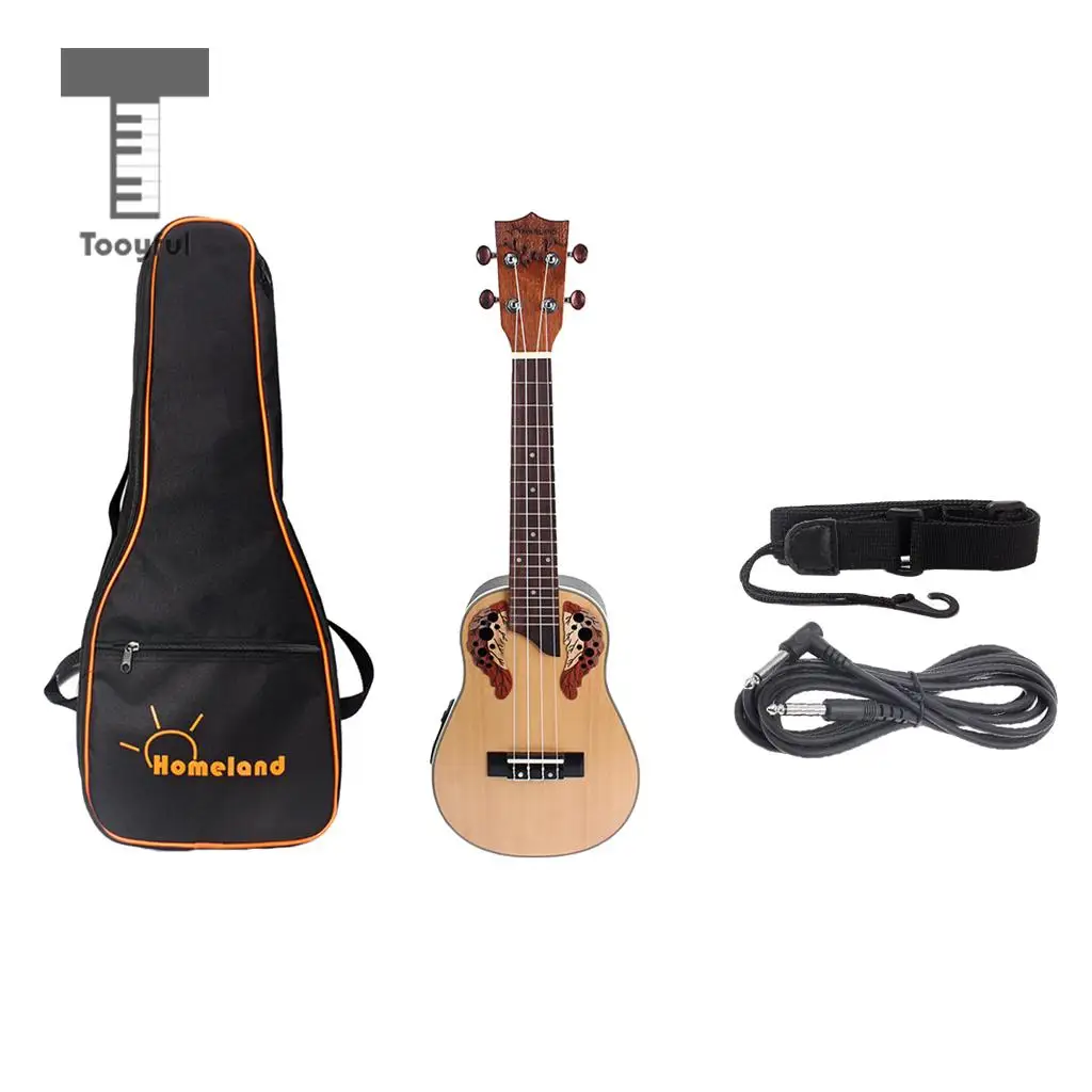 

Tooyful Exquisite 23inch Concert Ukulele 3 Band EQ Equalizer 4 String Guitar with Storage Gig Bag Strap Cable String Instrument
