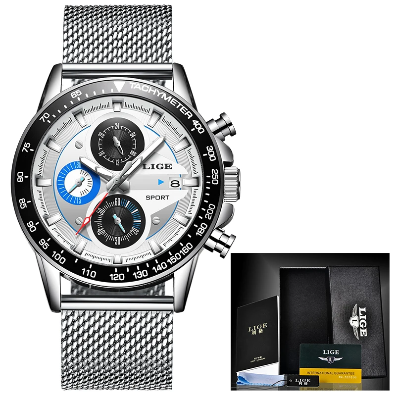 

Relogio Masculino LIGE New Fashion Mens Watches Top Brand Luxury Casual Quartz Watch Men Full Steel Waterproof Sport Chronograph