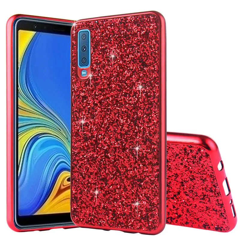 

Phone Case for Samsung Galaxy A7 2018 Case Silicon Bling Glitter Crystal Sequins Soft TPU Cover Fundas for Samsung A7 2018 A750
