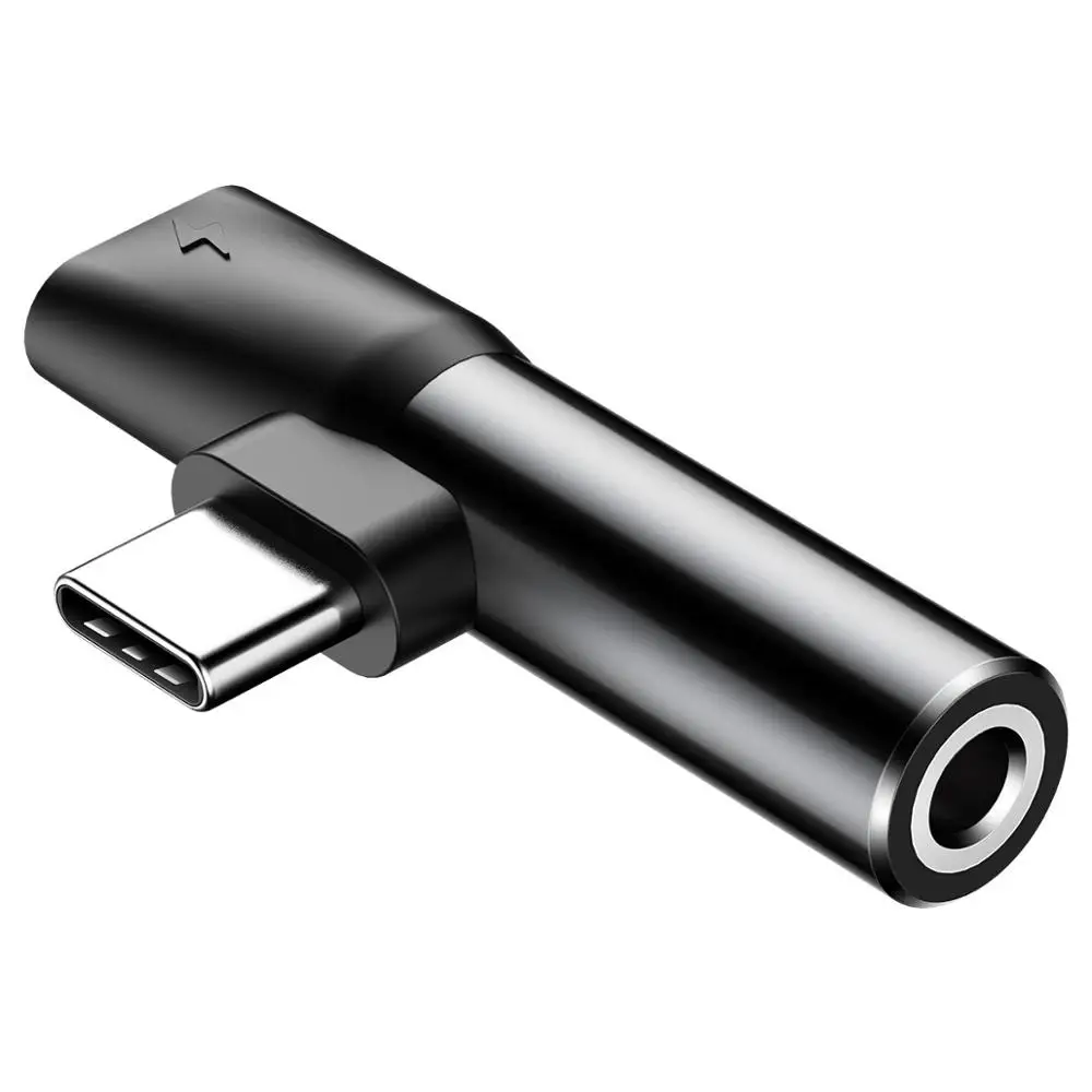 Baseus Usb C до 3,5 мм, AUX, разъем аудио адаптер для наушников type-C адаптер для зарядки гарнитура для мобильного телефона разветвитель для huawei Xiaomi OPPO - Цвет: Черный