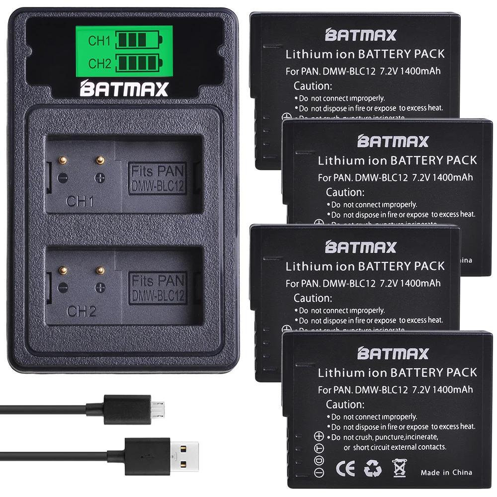 Billig 4X DMW BLC12 BLC12 DMW BLC12E DMW BLC12PP Batterie + LCD Dual Ladegerät für Panasonic Lumix DMC G85, FZ200, FZ1000, g5, G6, G7, GH2, GX8
