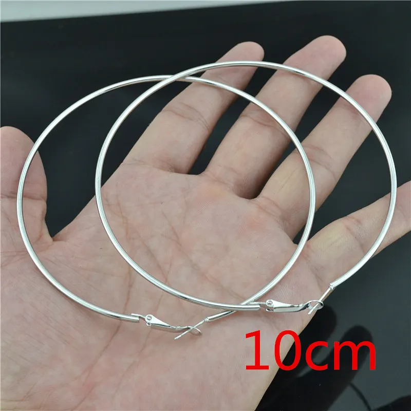 silver earrings 10cm Большие маленькие круглые серьги-кольца для женщин, модные европейские и американские преувеличенные стильные ювелирные изделия, Золотые и Серебряные петли, женские серьги - Окраска металла: silver earrings 10cm