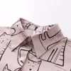 2019 New Arrival Cartoon Cat Print Button Up Blouse Long Sleeve Turn Down Collar Shirt Sweet Girls Loose Plus Size Top T93905F 6