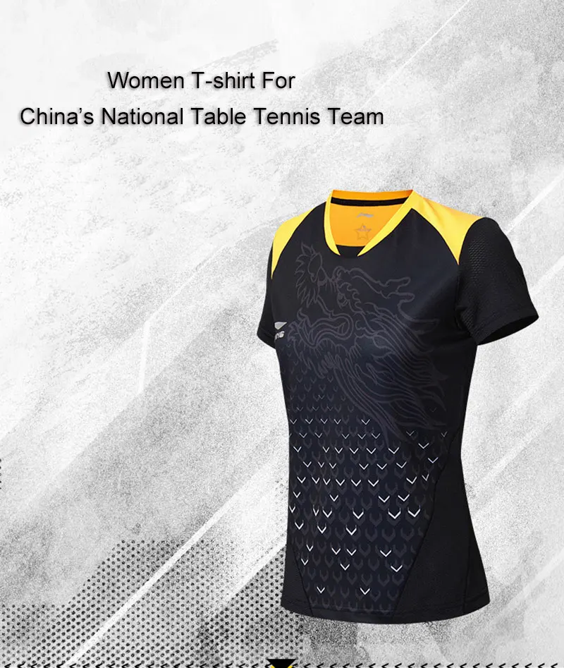 Li-Ning женские настольные теннисные футболки для сборной дышащая подкладка тренировочные спортивные футболки топы AAYN052 WTS1410