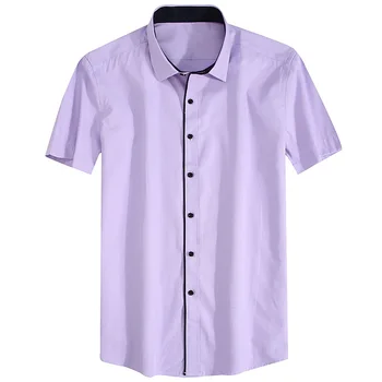 

Alimens & Gentle Mens Short Sleeve Casual Dress Shirt Plus Size 2017 Fashon New High Cotton Solid Color Striped Style