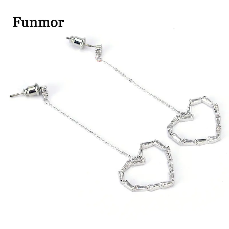 

Funmor Graceful Heart Shape Drop Dangel Earrings 925 Pure Silver Girls Bride Prom Routine Activity Ear Jewelry Ornaments Gifts