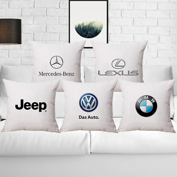 LFH Cushion Cover Car Logo Series BMW Pillowcase 45X45cm Mercedes Benz