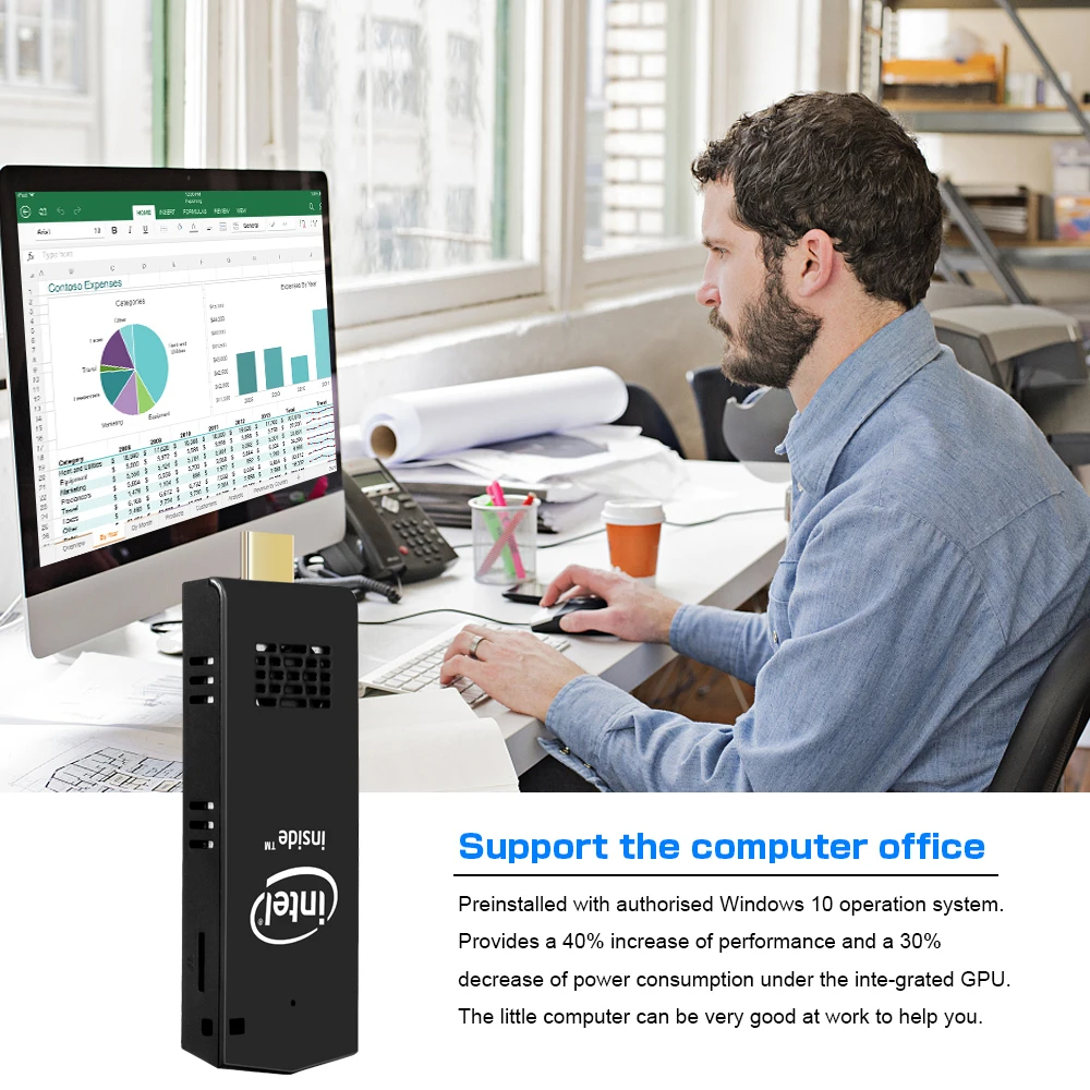 

T5 Stick Mini PC Windows 10 Z8350 2GB 32GB TV Box Computer Stick Mini Computer PC HDMI WiFi Bluetooth 4.0 PC Mini