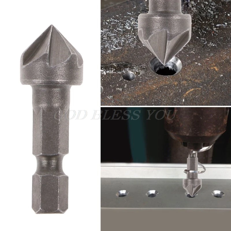 

6 Flute Countersink Drill Bit 90 Degree Point Angle Chamfer Cutting Woodworking Tool
