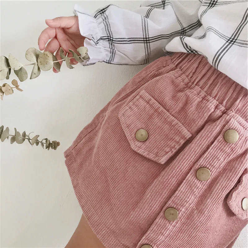 DFXD Newest 2018 Autumn Toddler Girls Corduroy Skirts Korean Baby Clothes Fashion Soild Color Button Princess Skirt For 2-8Years DFXD Newest 2018 Autumn Toddler Girls Corduroy Skirts Korean Baby Clothes Fashion Soild Color Button Princess Skirt For 2-8Years