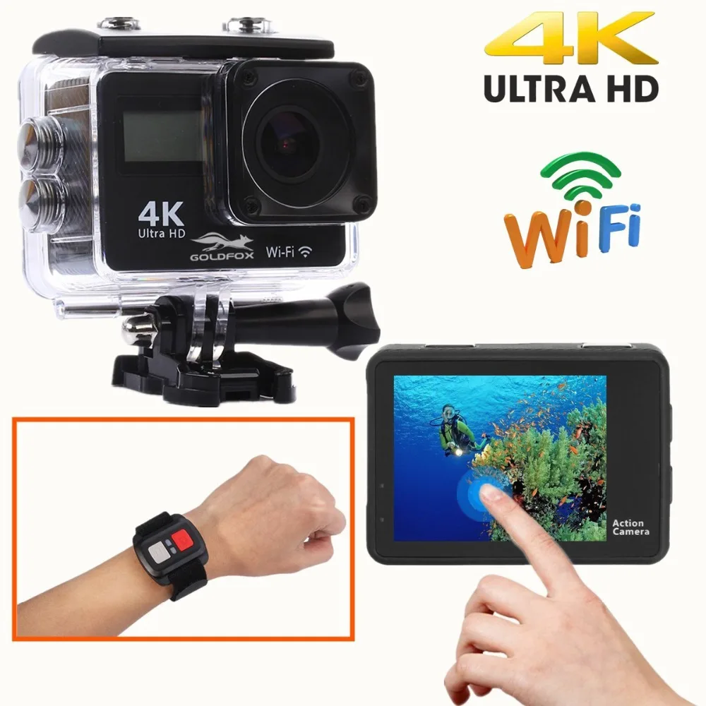 Дистанционное управление сенсорный двойной экран Ultra HD 4K Экшн камера Wifi 1080P экшн Спортивная камера DVR Go Водонепроницаемая профессиональная камера велосипедный шлем