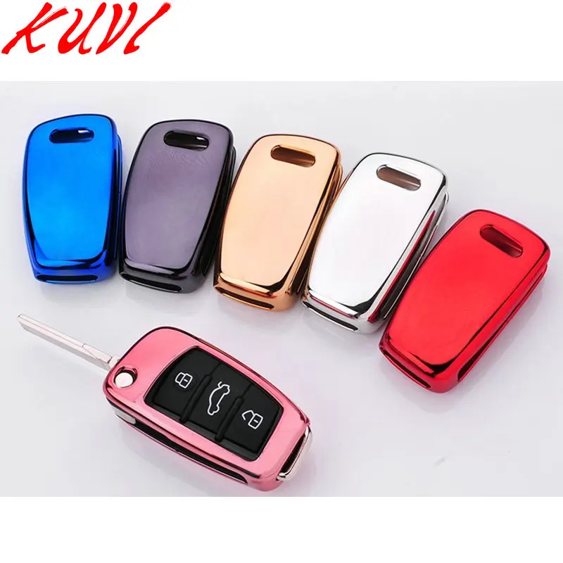 

TPU Car Styling Soft TPU Auto Key Protection Cover Case For Audi C6 A7 A8 R8 A1 A3 A4 A5 Q7 A6 C5 Car Holder Shell Car-Styling
