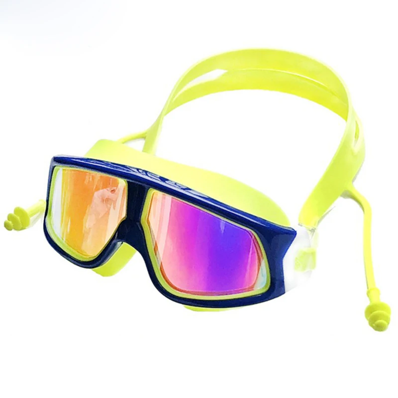Swimming Goggles Comfortable Silicone Large Frame Adjustable Swim Glasses Children Anti-Fog UV Waterproof Swimming Eyewear
