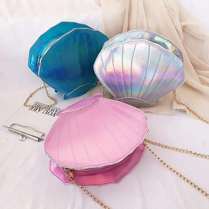 

Shell Shape Handbags 2019 Korean Version Summer Cute Laser Shell Bag Ladies Leisure Handbags Messenger Crossbody Shoulder Bags