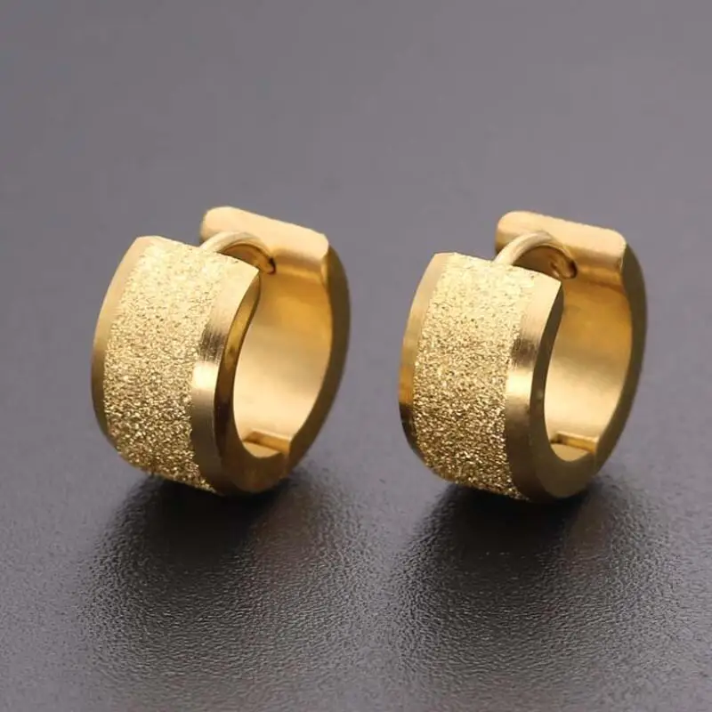 Серьги гвоздики унисекс из нержавеющей стали 316L с песочным