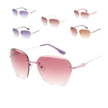 Бескаркасные Ретро Солнцезащитные очки женские солнцезащитные очки UV400 PC линзы металлические ноги солнцезащитные очки Блок Солнцезащитные очки