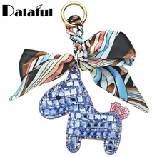 Dalaful шарф с рисунком лошади брелоки кожаные брелоки кошелек сумка кулон подарок для девочек женские брелоки кольца держатель K344