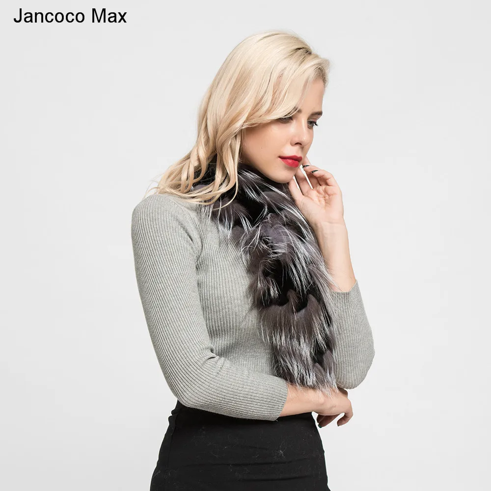 Jancoco Max новое поступление настоящий мех кролика и настоящий Лисий мех шарф женские модные стильные шали Осень Зима Глушитель S7179