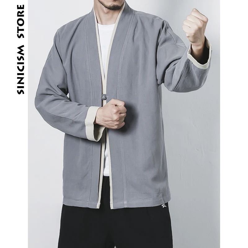 

Sinicism Store Men Chinese Jacket 2019 Mens Solid Single Button Windbreaker Male Streetwear Casual Autumn Jacket Coats Plus Size