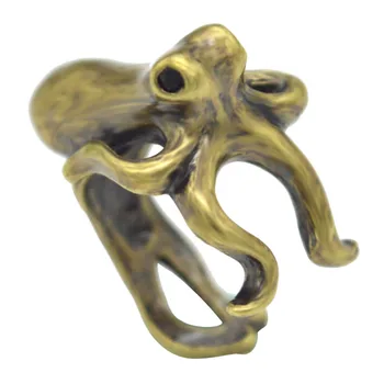 

Kinitial 1Pcs Antique Bronze Fashion Octopus ring,sea animal opened Adjustable size rings vintage,gift idea Animal Ring