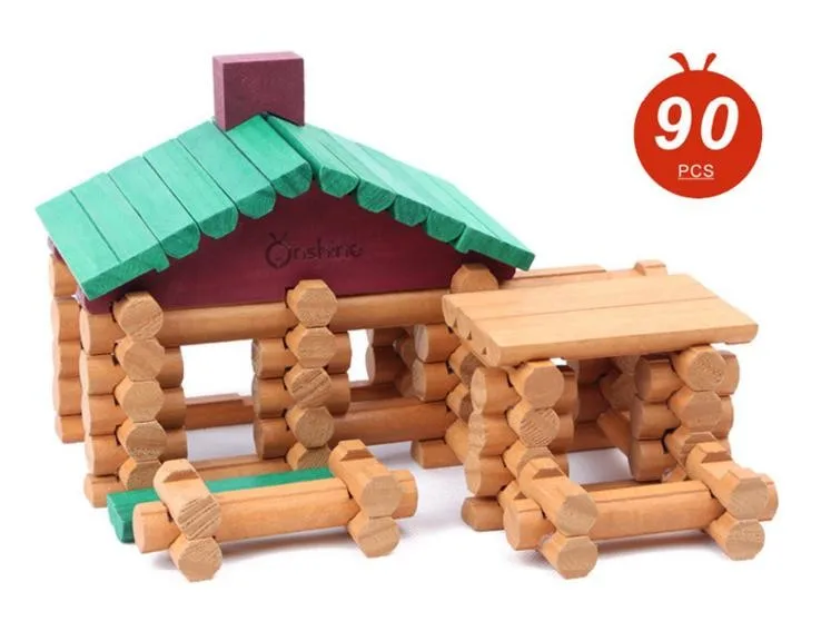 Onshine Бренд 90 шт. детская деревянная кабина сборные блоки/Дети лес бревна с английской инструкцией собрать вилла для кукол дом