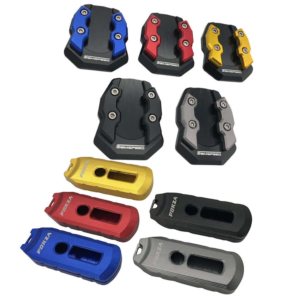 

Motorcycle Side Stand Key Cover Bag Holder Kickstand Support Extension Pads Plate Kit For Honda MF13 Forza 300 250 125 2018 2019
