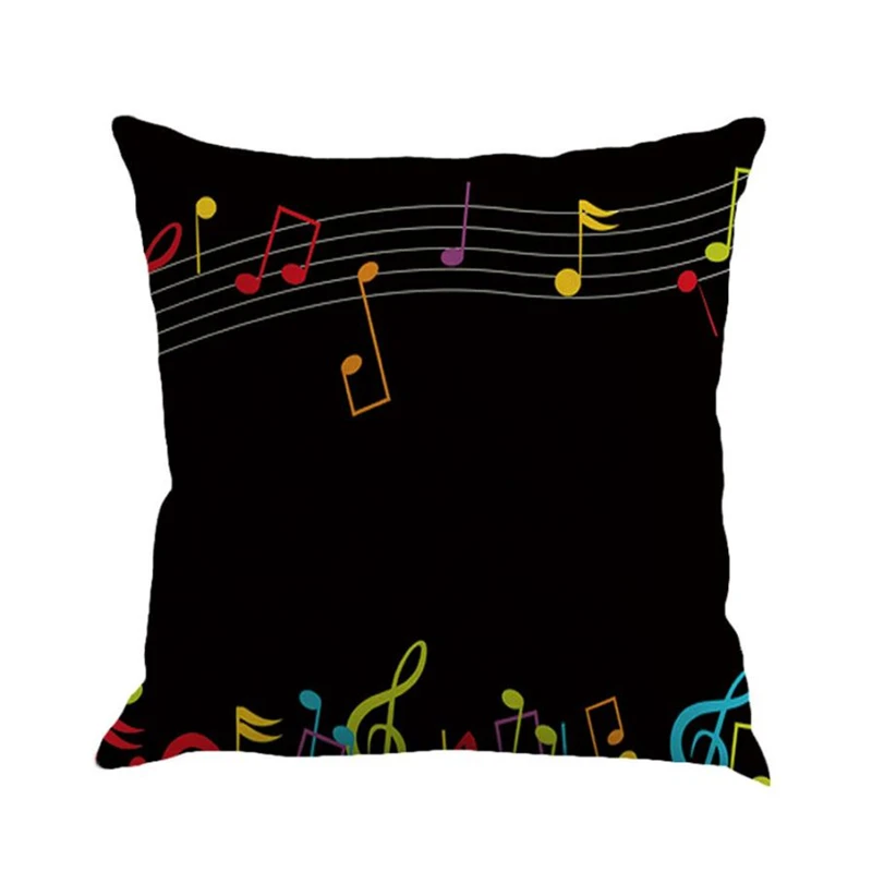 Musical Note Painting Linen Cushion Cover Throw Pillow Case Sofa Home Decor03