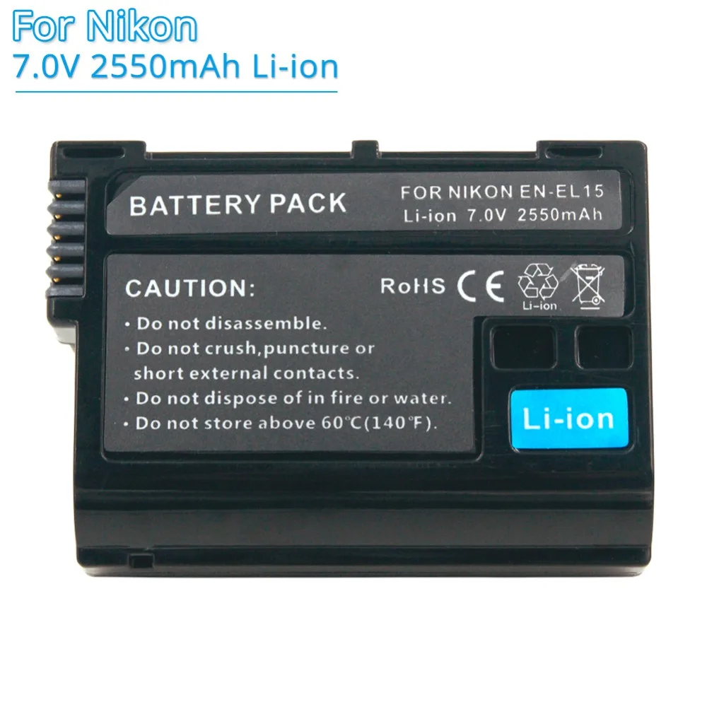 EN-EL-15 Ladestation Dual Ladegerät für Nikon EN-EL15 2x Akku 1600mAh ENEL15