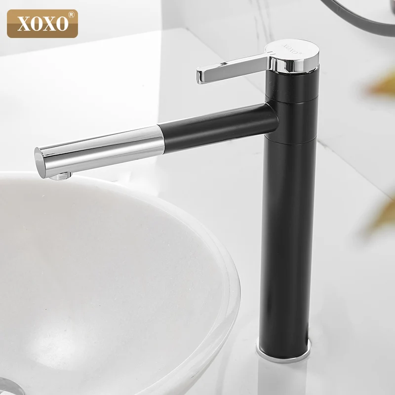 XOXO смеситель для раковины, вращающийся на 360 градусов кран для раковины, белый хромированный кран для ванной комнаты, кран для ванной комнаты с одной ручкой, 83018