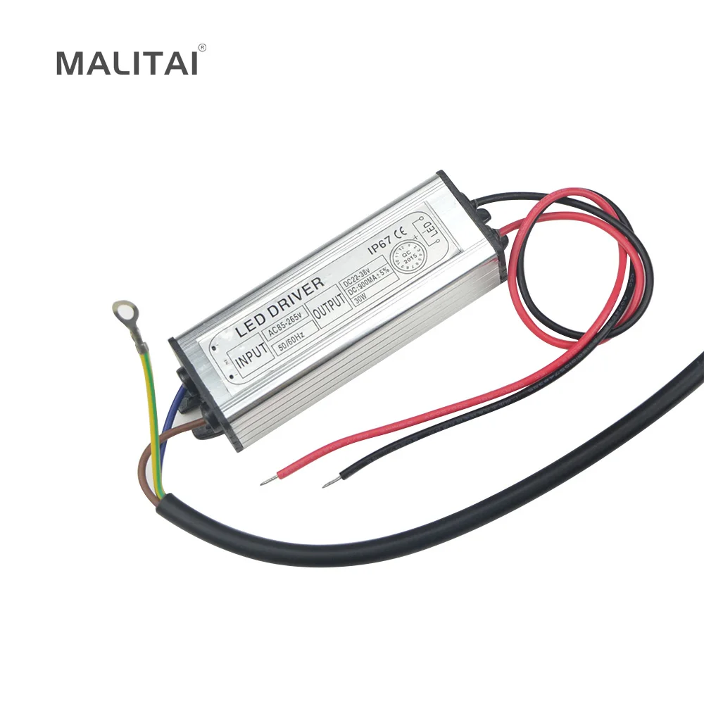 

1Pcs DC 22V-38V 30W 900mA Power Supply Floodlight LED Driver (10 series 3 parallel) lighting Transformer IP67 Waterproof Adapter