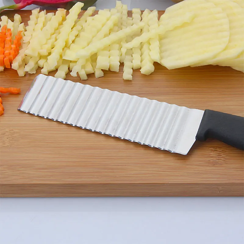 Stainless Steel Crinkle Chip Cutter Cut Chopping Vegetable Potato Utensil Kids