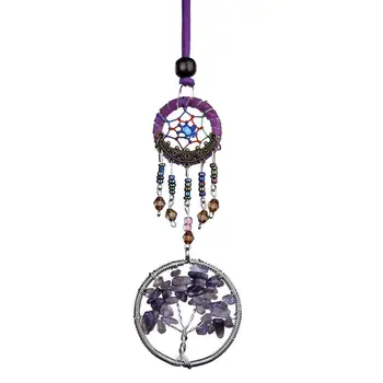 

H&D The Tree of Life Dream Catcher for Kids Bedroom Decor Small Feng Shui Healing Crystal Gemstone Wire Tree Suncatcher Ornament
