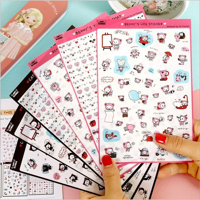 Download 6 sheets/1set BENNY'S LIFE Transparent diary deco Sticker ...