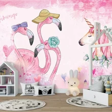 Обои на заказ для детской комнаты 3d обои розовый Фламинго Единорог гостиная спальня фон 3D обои tapeten