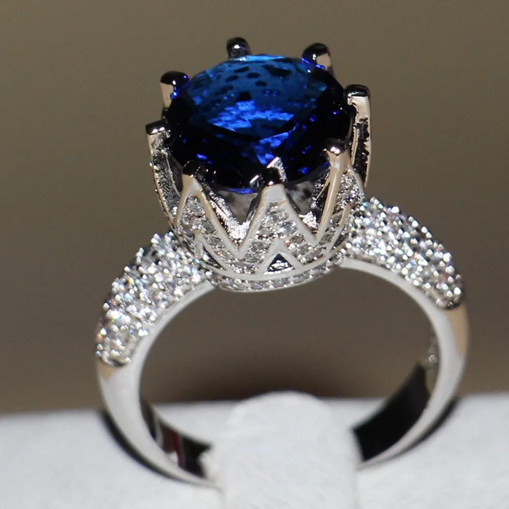 Женское кольцо с фианитом 8 карат из серебра 925 пробы имитацией камней|ring size|band