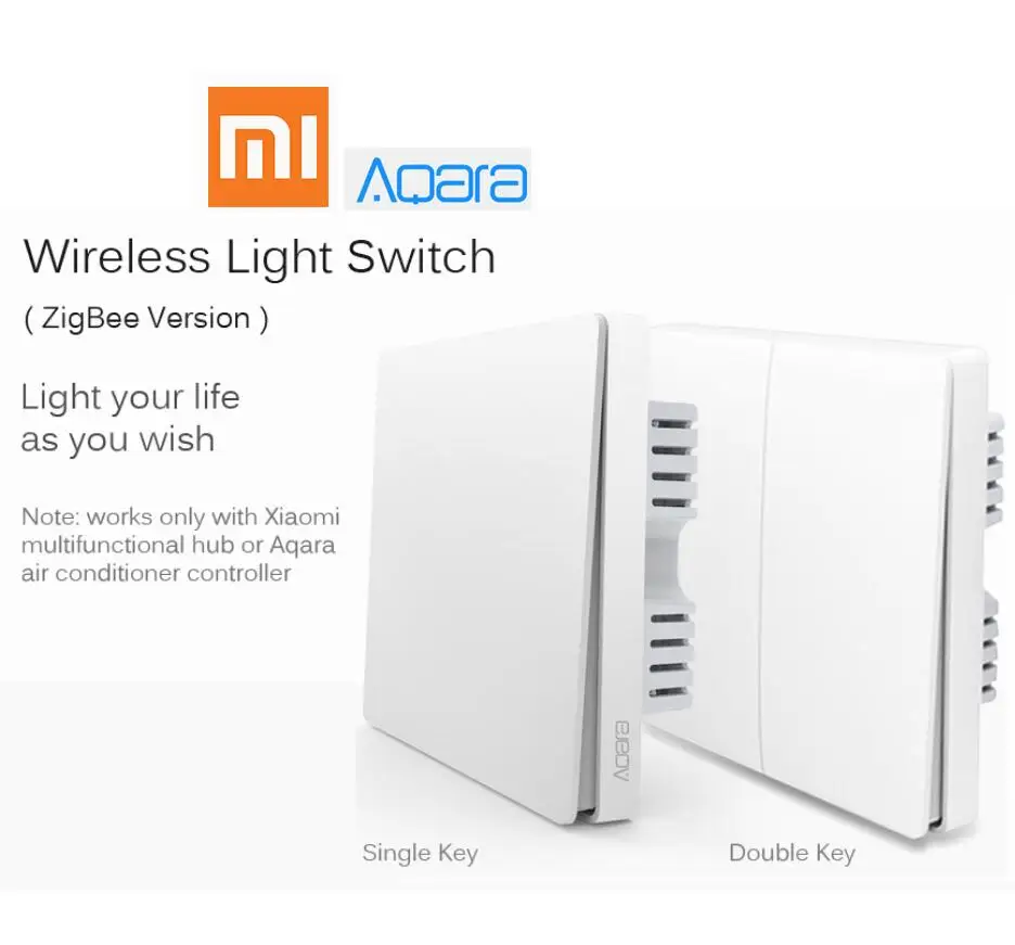 Настенный выключатель Xiaomi Aqara Smart Light Control ZigBee версия Zero Fire wire один двойной ключ