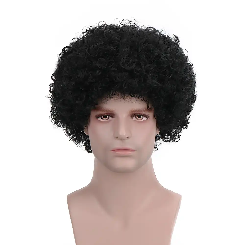 Free Beauty 10 Short Black Fancy Funny Clown Afro Synthetic 70s