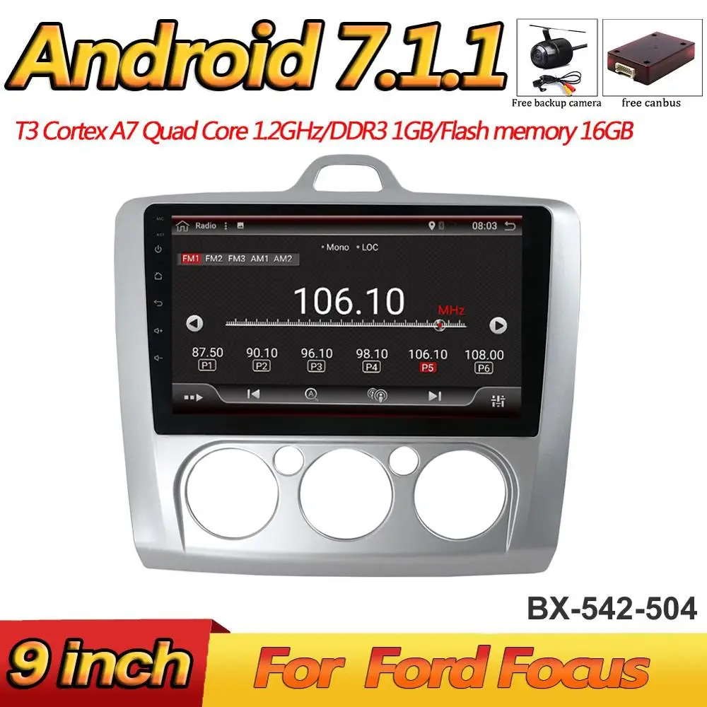 Bosion Android 7 1 автомобилей Радио мультимедийный плеер для Ford Focus Mk2 Mk3 2004 2005 2006 2007 2008 2009