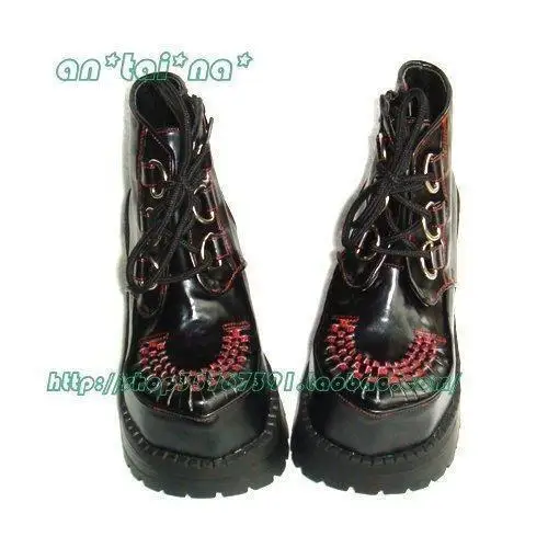 Princess sweet lolita gothic lolita shoes custom special cool handsome punk shoes rhombus red line 9101b High Platform shoes Princess sweet lolita gothic lolita shoes custom special cool handsome punk shoes rhombus red line 9101b High Platform shoes