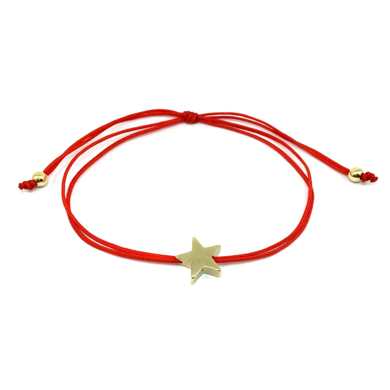 Счастливый браслет желаний Золотой Крест Сердце Звезда Шарм шнур браслет для женщин детей регулируемый браслет ручной работы