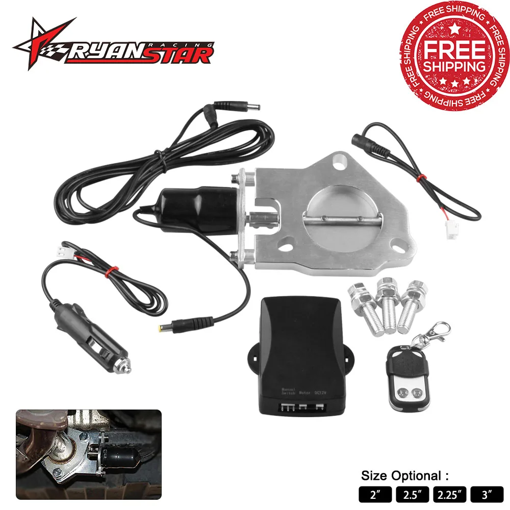 

2.25"/2.5"/3" Stainless Electric Exhaust Downpipe Cutout Valve Motor Kit with Wireless Remote control 12ft Wiring Harness Kit