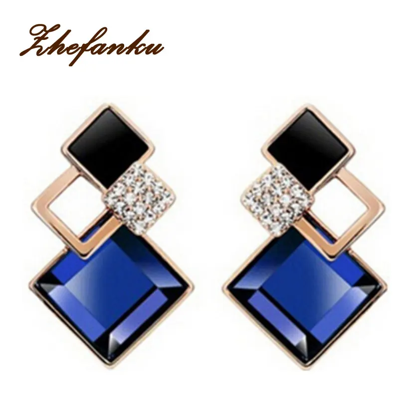 

2017 Europe And Korean Version High-end Fashion Geometric Crystal Jewelry 1 Pair Earrings