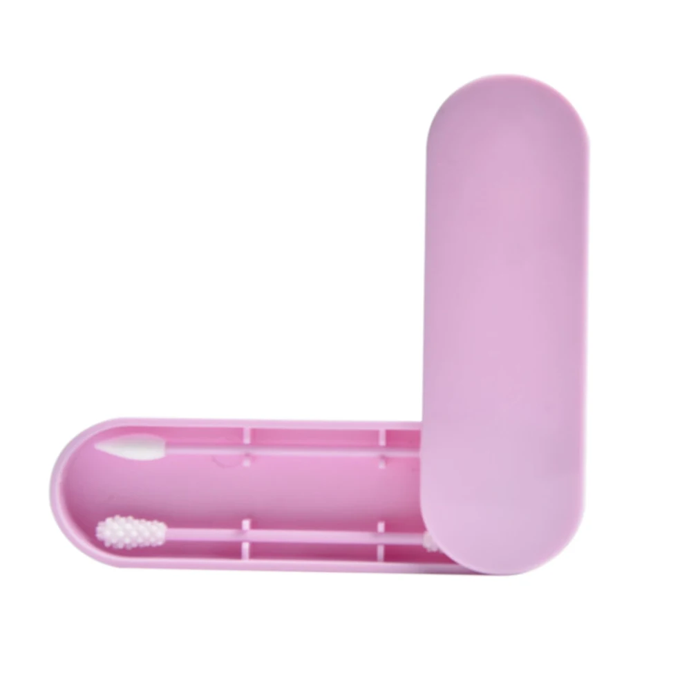 2 шт хлопок двуглавый уход за ребенком тампон многоразовые Хлопковые Тампоны силиконовые очистительные тампоны палочки ушные стержни - Цвет: Deep pink