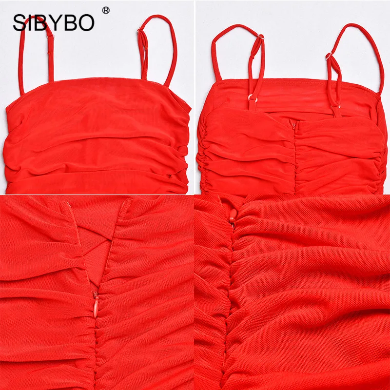 Sibybo, Сетчатое летнее платье без бретелек, женское, без рукавов, на тонких бретелях, сексуальное, мини-платье, с открытой спиной, Пляжное, вечернее платье, короткое