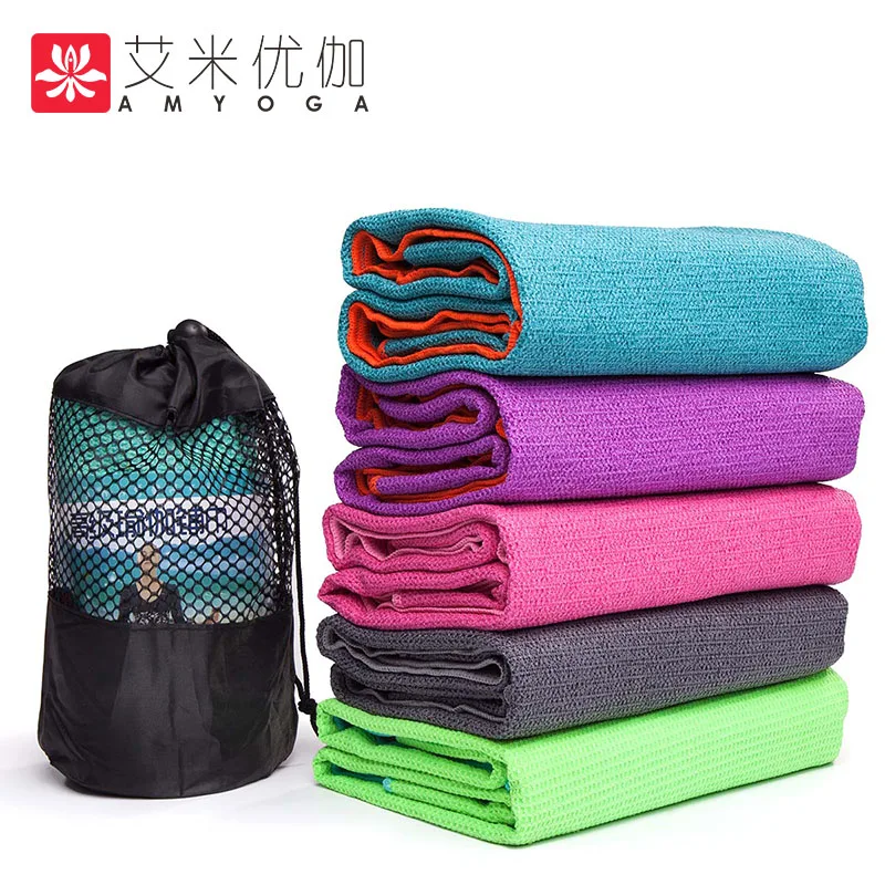 invisible anti-slip grips yoga mat towel, with a carry bag