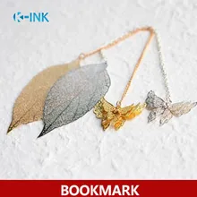 Чистые латунные металлические закладки, бабочка и лист декоративные закладки в подарок