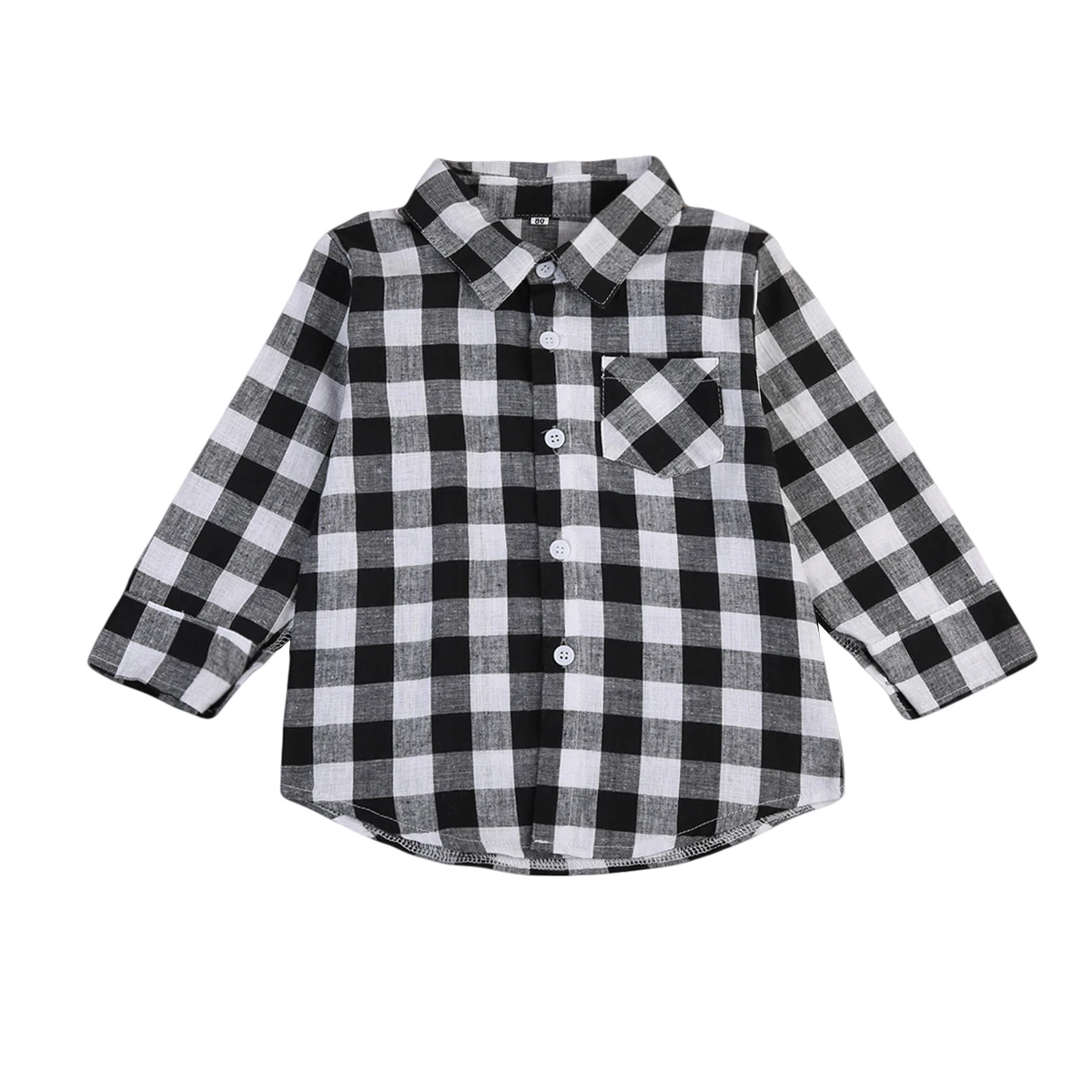 Pudcoco От 1 до 7 лет рубашка с длинными рукавами для маленьких мальчиков и девочек клетчатые черно-белые клетчатые топы, Блузки повседневные рубашки, одежда