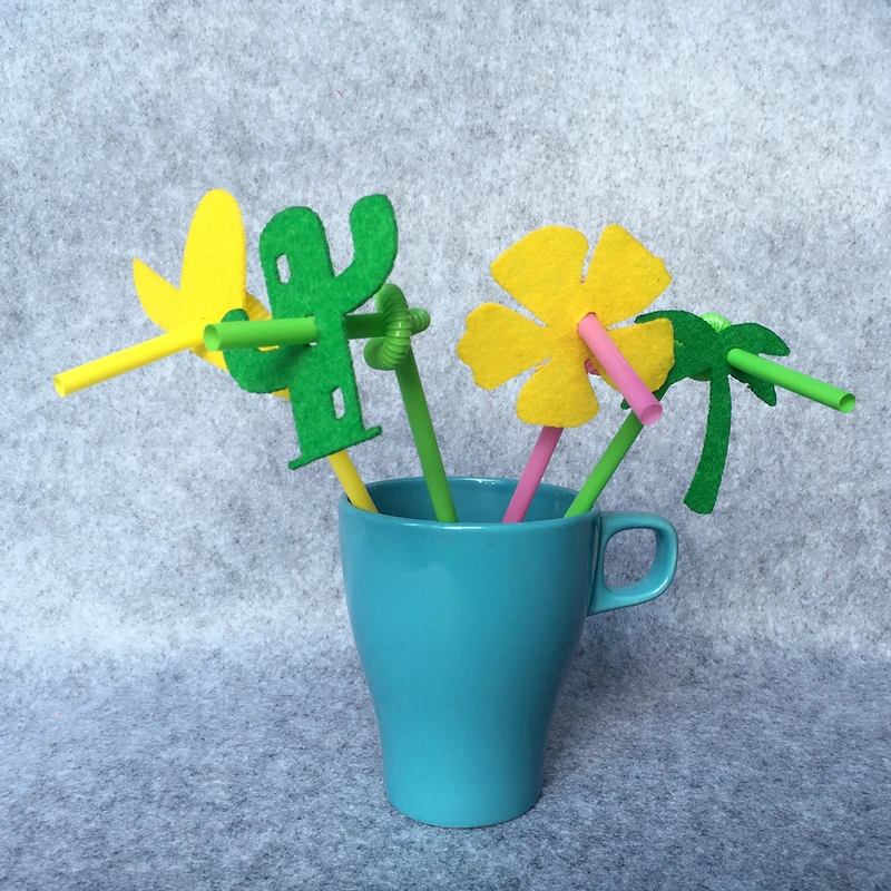 

Partywakaka 20pcs Hawaii Party Straw Felt Flag Birthday Party Decoration Bunting supply fabric